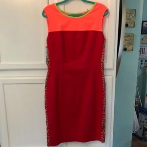 T Tahari Sz 16 Neon Dress Good Used Condition